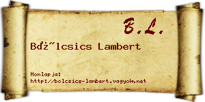 Bölcsics Lambert névjegykártya